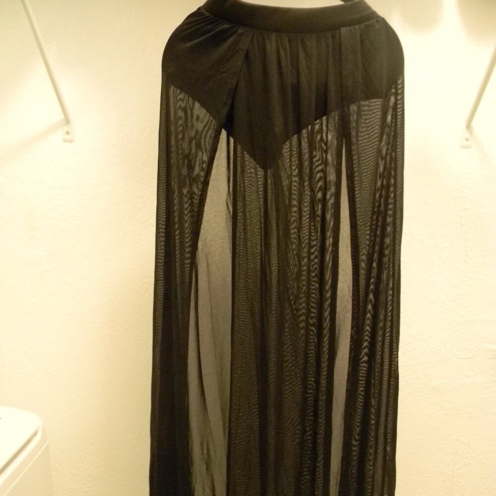 Fashion Nova Sheer Black Maxi Skirt Size XS
